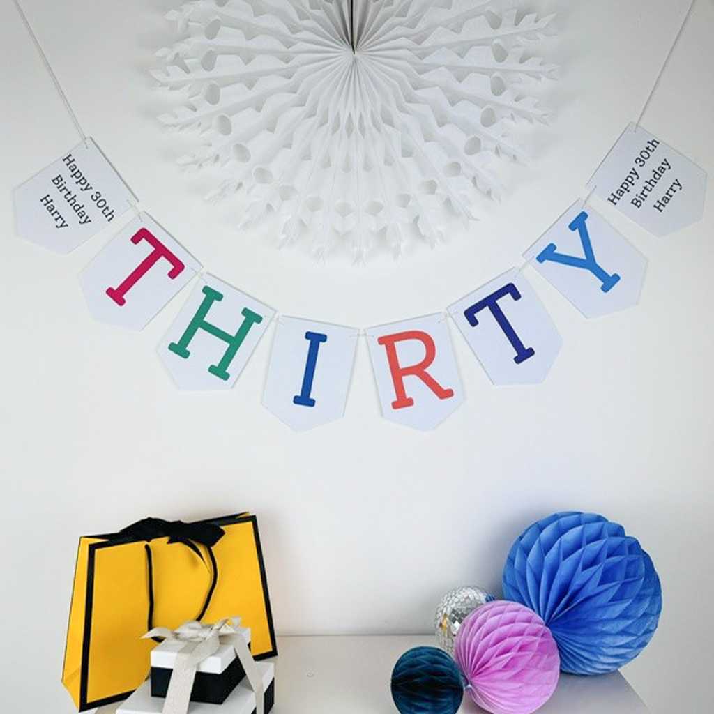 THIRTY Banner - Party Decoration for 30 Birthday