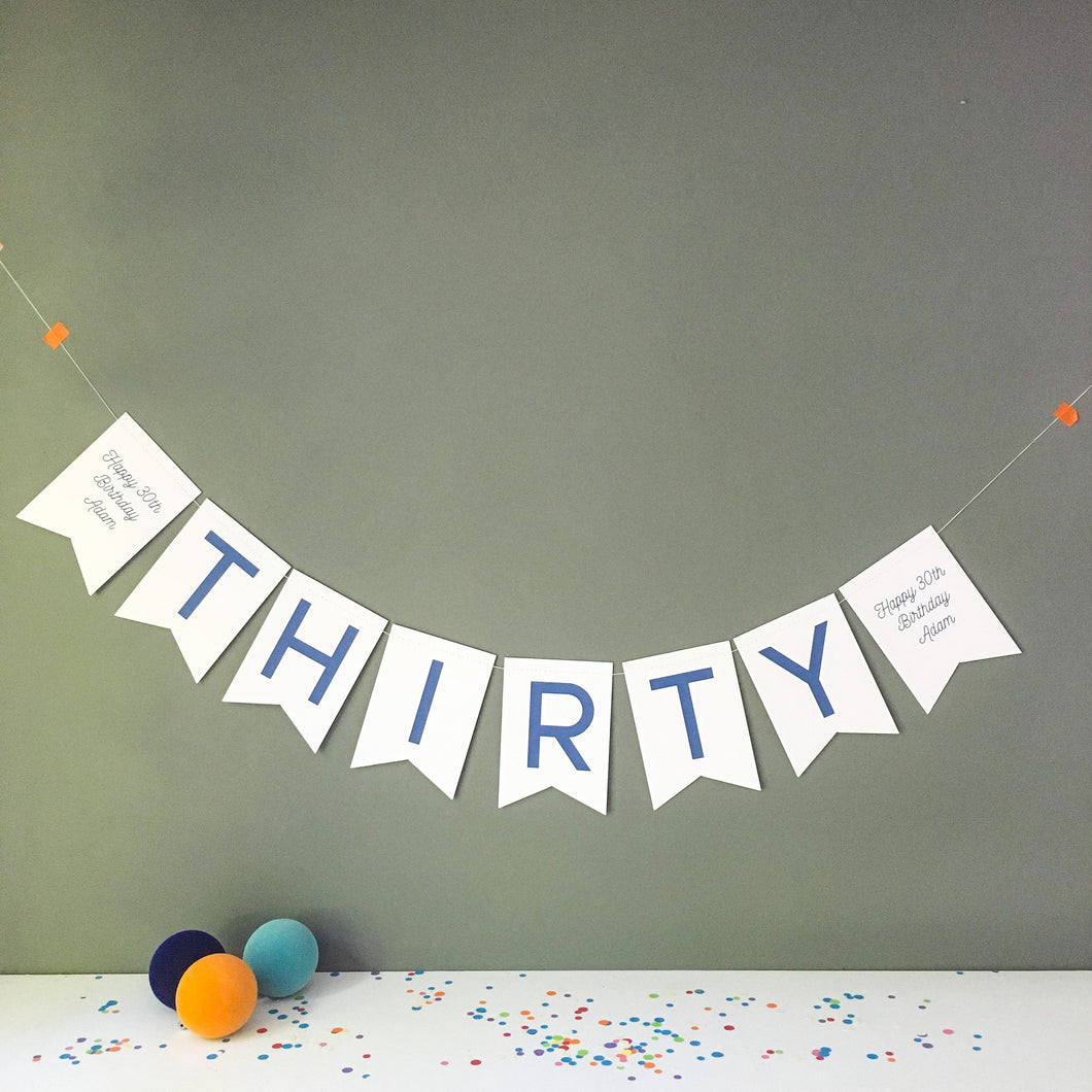 Thirty Birthday Party Banner Bunting Decoration